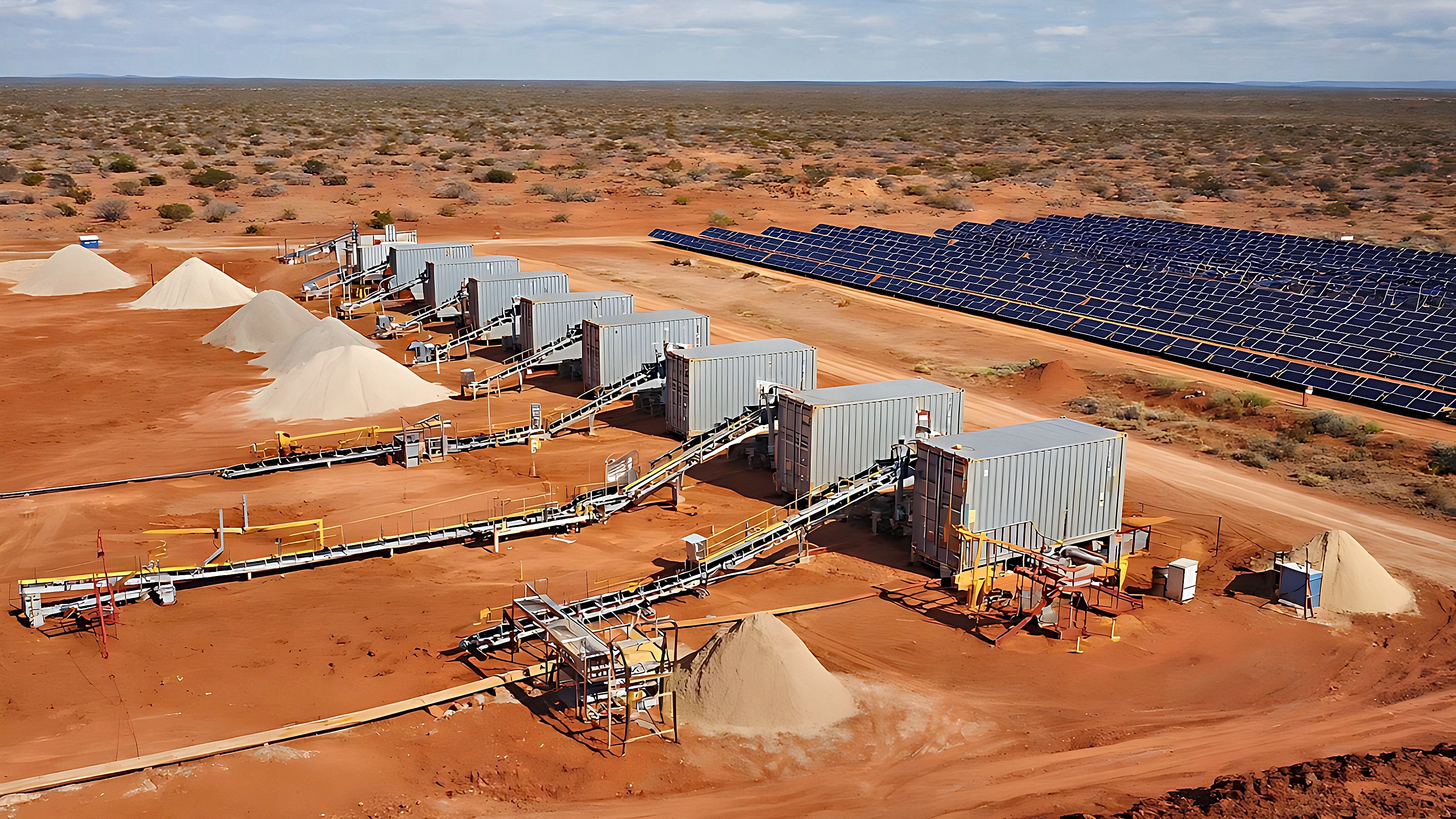 A row of Cells beside a solar field
