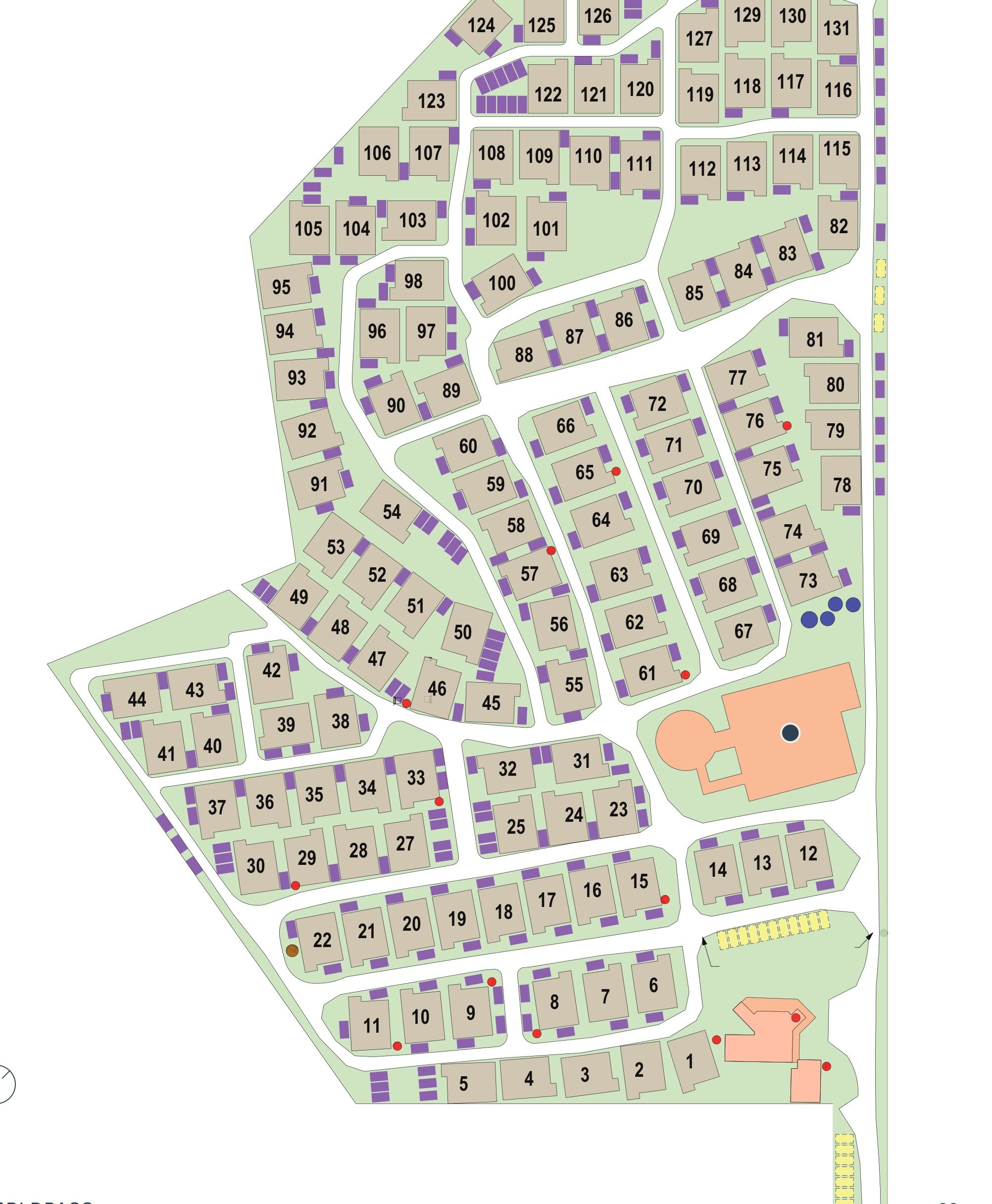 Om site plan, lots 1 to 142