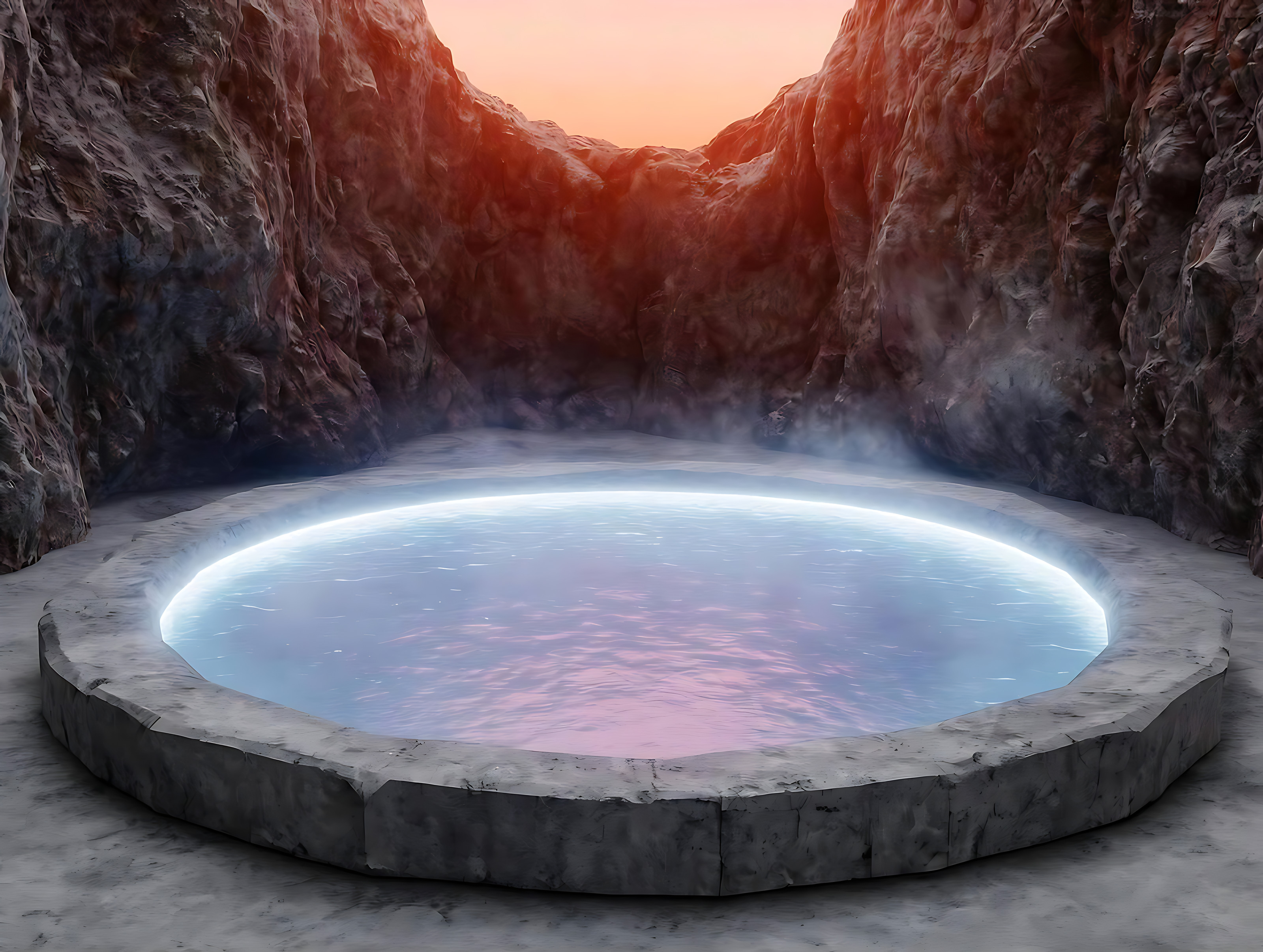 A granite rockpool of steaming mineral water